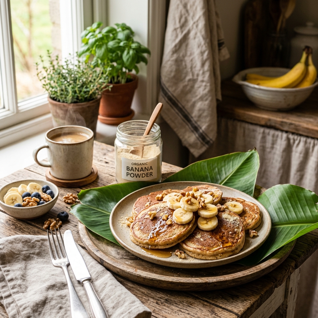 Banana powder pancakes recipe